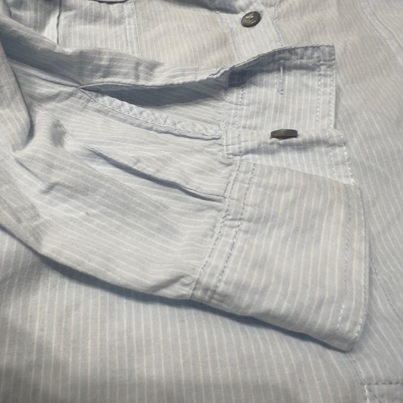 Soft Surroundings Stripe Tunic Top Button Cotton Large Light Blue Coastal - Picture 4 of 5